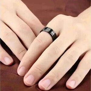Men's Black Tungsten Carbide Ring - Size 9